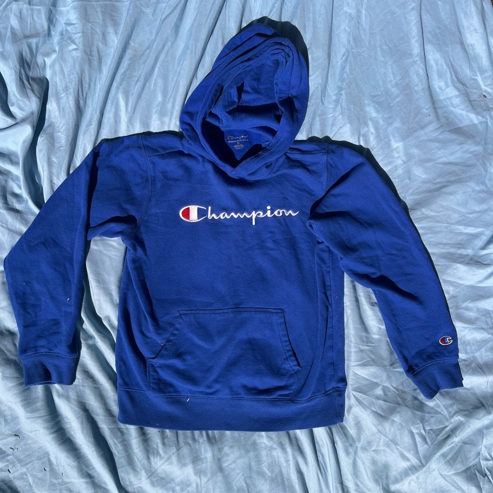 Champion Blue Hoodie with Logo